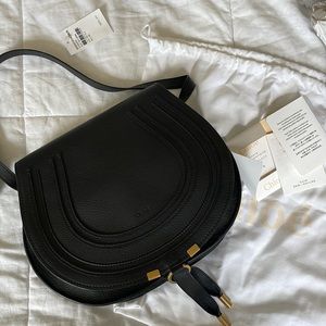 Chloe Marcie Medium Saddle Bag black 100% Authentic
